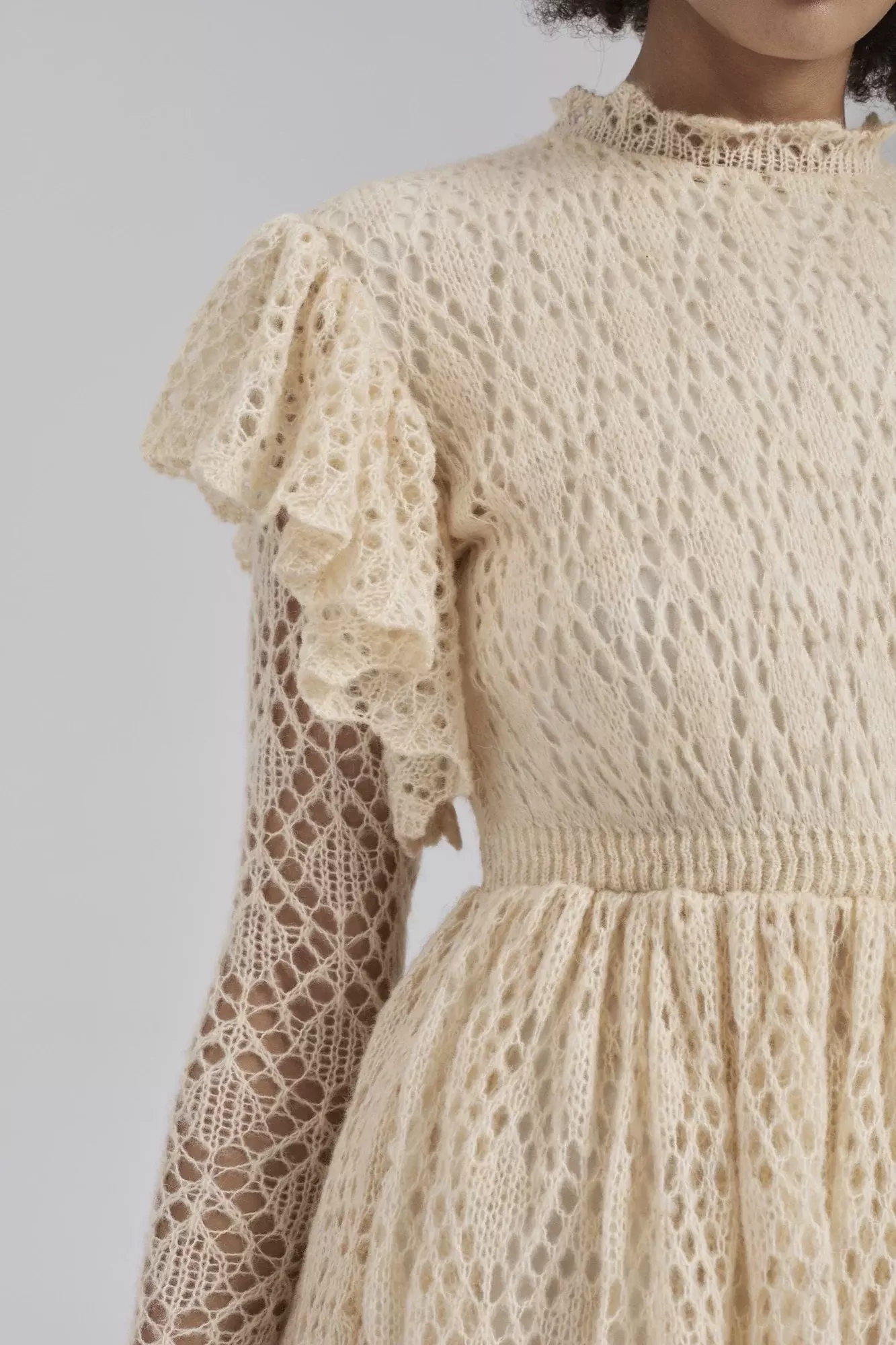 Wendy - mini de punto calado beige