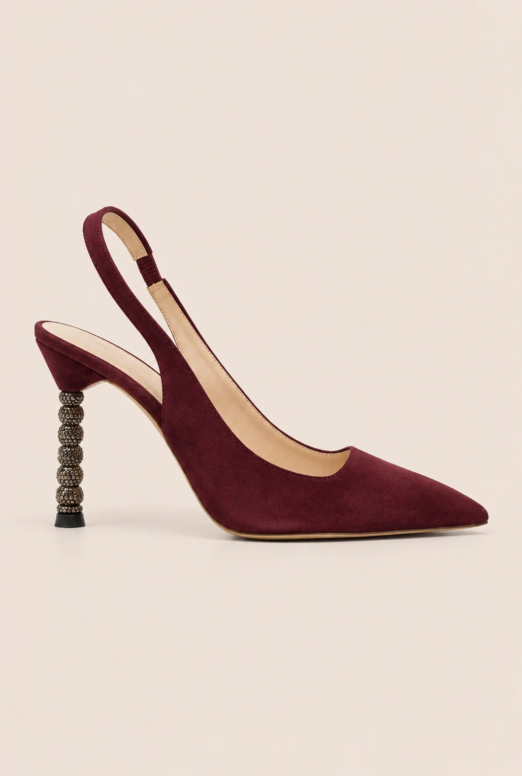 Briella – zapatos de tacón burdeos con circonitas en el tacón
